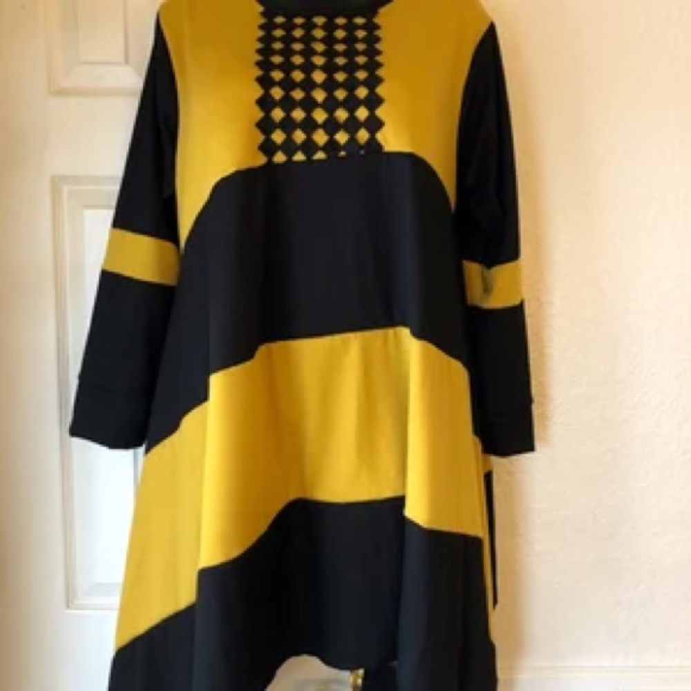 ❌SOLD❌ LillyAnnaLadies Mustard Black shirt Modest